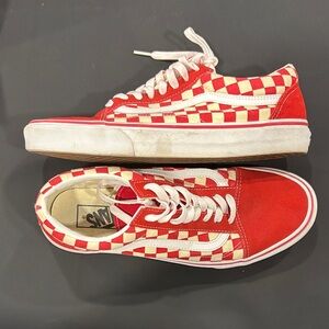 Vans Red and Cream Checkered Shoes